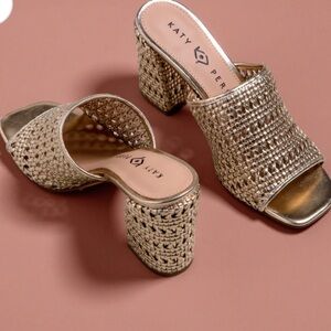 Katy Perry Collections Gold Block Heel Mules